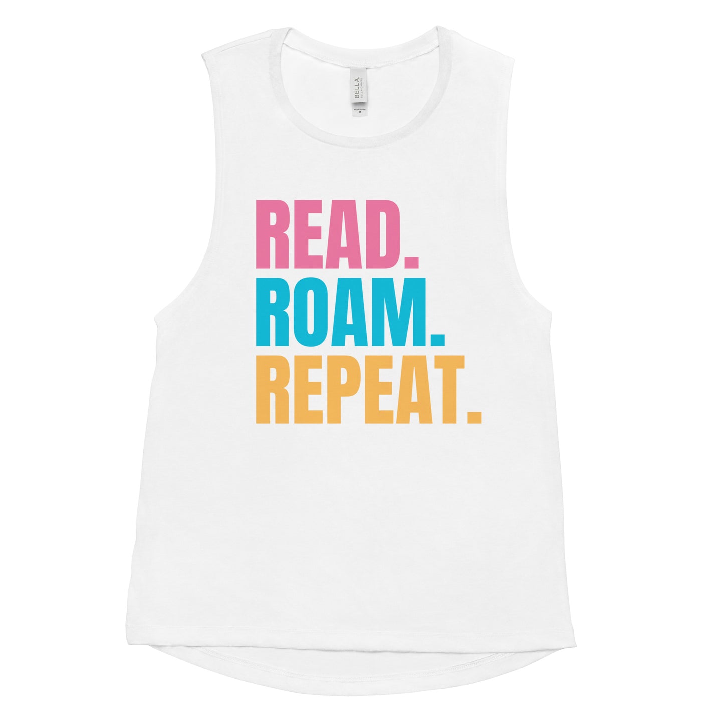 Read Roam Repeat, Soft Ladies’ Muscle Tank