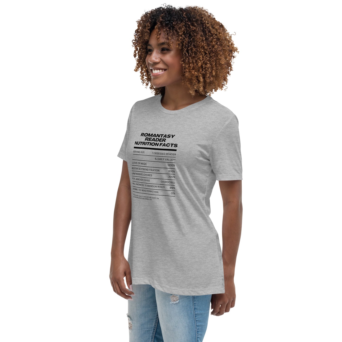 Romantasy Nutrition Facts Women's cotton Relaxed T-Shirt