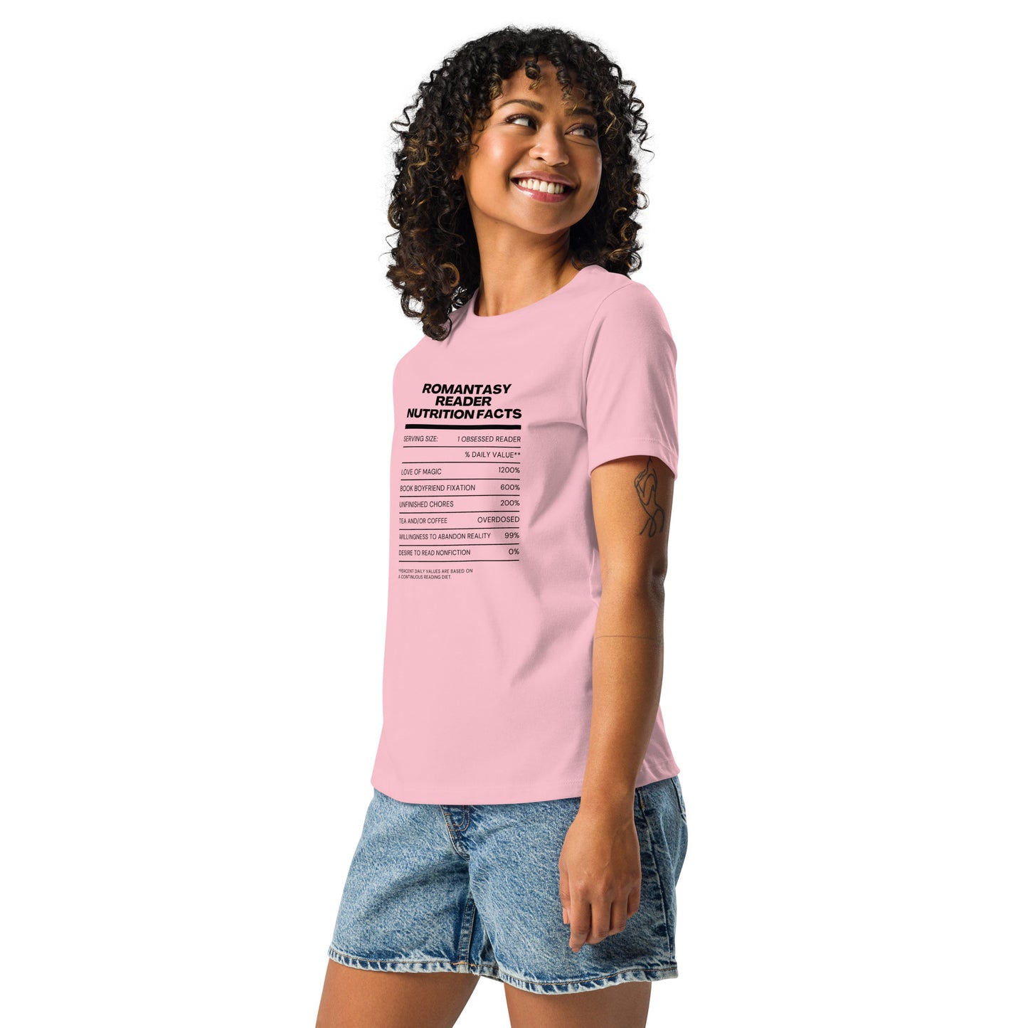 Romantasy Nutrition Facts Women's cotton Relaxed T-Shirt